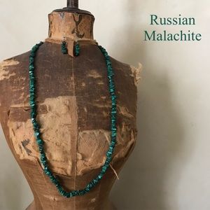 Russian Malachite Necklace & Earrings Set